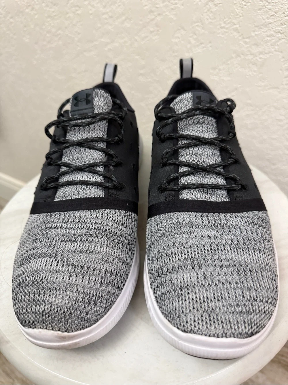 Under Armour Kids Black and Grey Knit Lace-Up Sneakers